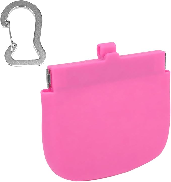 Silicone Dog Treat Pouch for Pet Training One-Hand Access One Cup Silicone Treat Bag with Pull Tab and Auto Closing Lid Treat Pouches for Leash(Color: Pink)