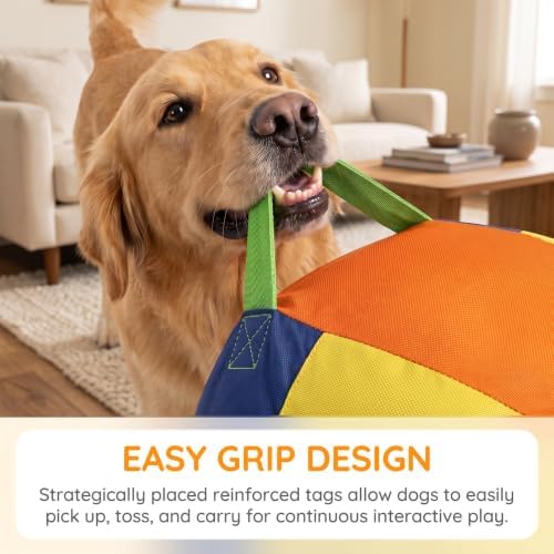 10/18/22" Herding Ball for Dogs & Horses - Tear-Resistant Inflatable Toy with Heavy-Duty Handle Cover & Pump - Durable Exercise Ball for Large Pets (Large)