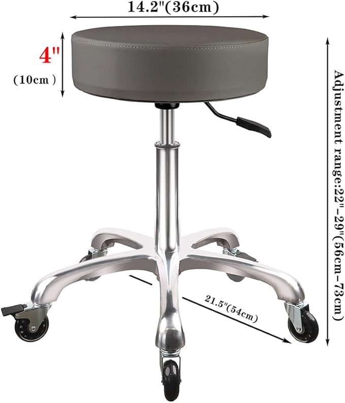 Rolling Stool with Wheels Adjustable Height，Heavy Duty Hydraulic Massage Stool with Super Thick Cushion for Massage Medical Tattoo Spa Guitar（Grey）