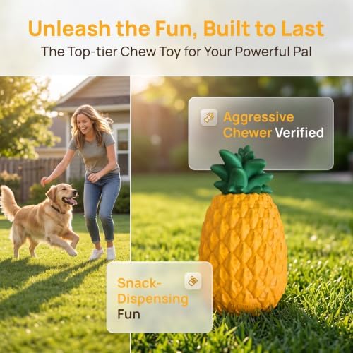M.C.works Freezable Pineapple Aggressive Chewers Toy - Treat Dispenser