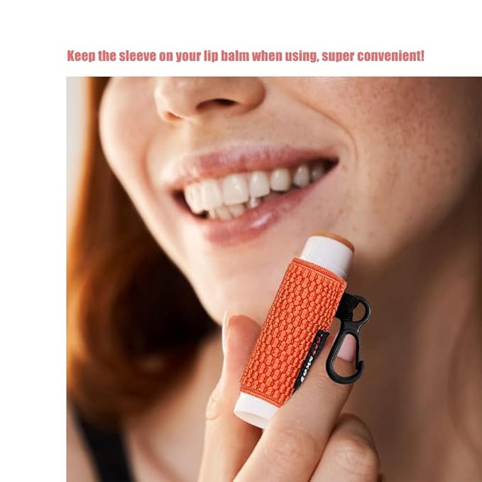 HEYSKAY 3PCS Lip Balm Holder Sleeves Keychain Compact Clip On Lipstick Holder Chapstick Holder Lip Gloss Holder Keychain Chapstick Elastic Sleeves
