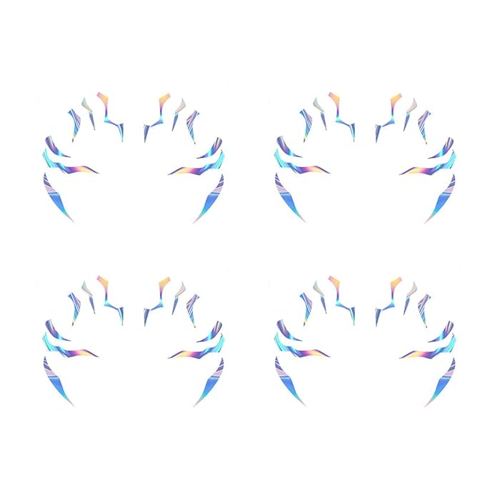 Rumi Tattoos – 1 Design x 4 Pieces (Purple), Temporary Face Tattoos, Waterproof & Skin-Safe for Cosplay, Festivals & Parties (Holographic)