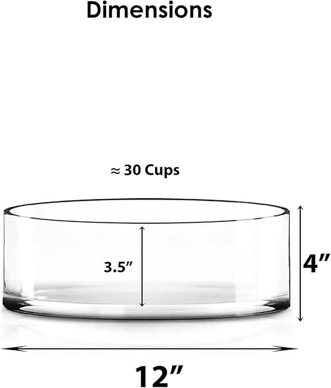 CYS EXCEL Wide Cylinder Clear Glass Vase (H:4" D:12") Flower Vase Centerpieces Hurricane Floating Pillar Candle Holder Terrarium Planter