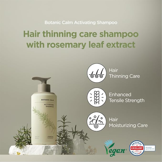 AMOS PROFESSIONAL Botanic Calm Activating Shampoo l Vegan Scalp & Hair Strengthening Shampoo with Rosemary and Biotin, Sulfate Free, 5.9 fl.oz