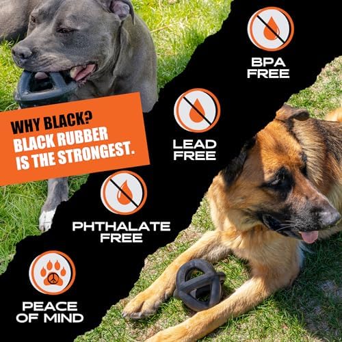 Monster K9 Ring Ball | Virtually Indestructible. Lifetime Guaranteed. | VULCRON™ Natural Rubber | Durable, Heavy Duty Dog Chew Toy for Aggressive Chewers | Medium & Large Breeds, 5.5”