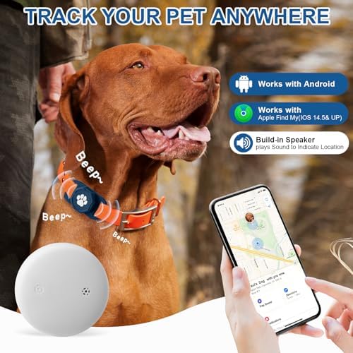 Smart Pet Tracker for Collar - Dog Tracker Pet Location Tracker with Holder | Real-Time Location, No Monthly Fee/ SIM Card, Work with IOS & Android, Ultra-Slim, IP68 Waterproof Holder Holder, Blue