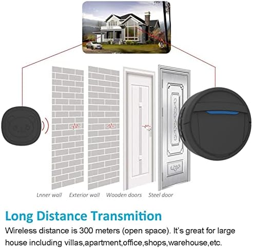 GOWENIC Home Wireless Ding Dong Doorbell, Smart Sensor Pet Door Bell, 110-260V Portable Wireless Doorbell for Office (ABS)