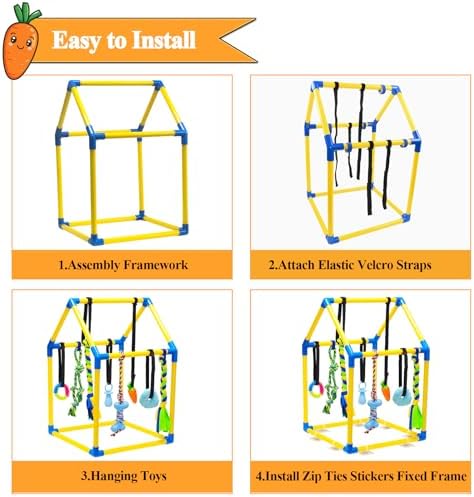 Puppy Play Gym with 8 Hanging Toys, Jungle Gym for Small Dogs & Puppies Indoor Enrichment Playground Interactive Training Activity Center for Teething Chewing,Entertainment Roof Shape