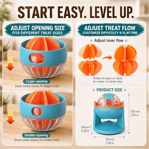 2-in-1 Dog Puzzle Toy, Treat Dispenser & Slow Feeder (Orange)