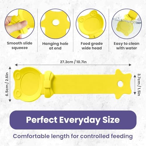 Lickable Cat Treat Spoon, Puree Squeeze Feeder, Silicone, Yellow