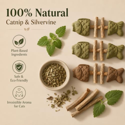 Catnip and Silvervine Chew Toy for Cats (3 PCS, Mixed Flavor)