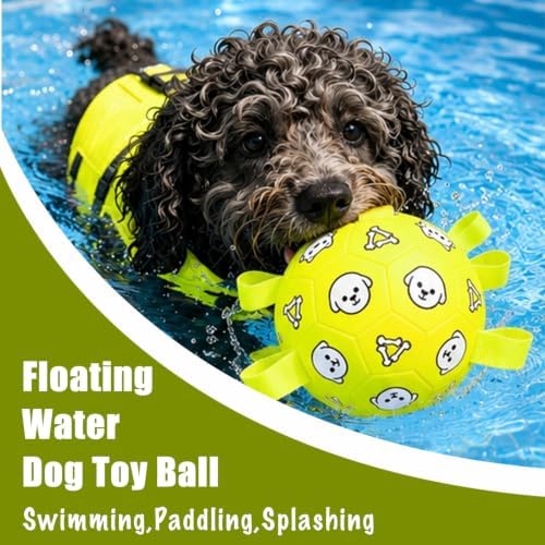 Dog Soccer Ball with Straps, 6 Inch Jolly Ball for Medium Dogs