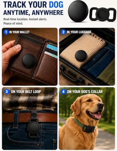 GPS Dog Tracker Collar (iOS & Android) - Smart Activity Real-Time Tracking | No Subscription Pet Finder Tag Works with Google Find Hub & Apple Find My App, Anti-Lost for Keys, Cat Kitten Items Grey