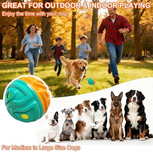 Dog Giggle Ball for Aggressive Chewers, Squeaky Interactive Toy