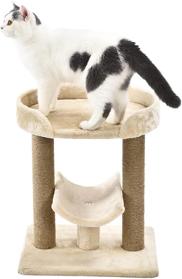 Amazon Basics Multi-Platform Cat Tree with Scratching Post for Indoor Cats up to 25lbs, 18 x 14 x 22 Inches, Beige