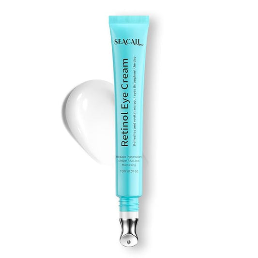 Retinol Eye Cream with Caffeine, Hyaluronic Acid & Vitamin C | Anti-Aging Under Eye Cream for Dark Circles, Wrinkles & Puffiness | Reduces Fine Lines Skin Care Treatment for Women & Men (15ml)