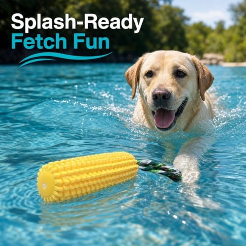 1 Piece Corn Dog Chew Toy for Dogs - Interactive Floating Teething Toy, Durable TPR Chew Toy for Aggressive Chewers, Puppy Teething & Dental Care Toy for Small Medium Large Dogs, 5.6x5.6x14.7cm