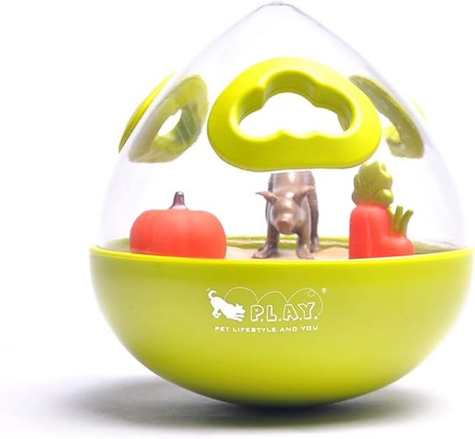 Wobble Ball Interactive Food & Treat Dispensing Puzzle Toy for Puppies & Dogs - Slow Feeder, Mental Enrichment, Forage Skills, Training, Relieves Boredom - Dishwasher Safe, Easy to Clean (Lime Green)