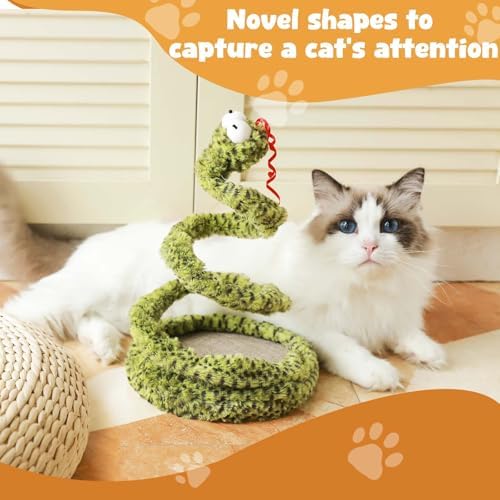Cat Interactive Toy: Green Spiral Spring Snake with Catnip - Indoor Cat Toy with Rattling Stones, Fun Cat Springs for Playful Kittens & Adult Cats (Green)