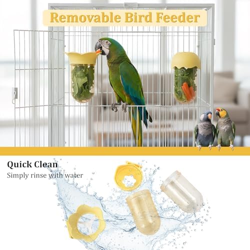 2 PCS Bird Food with Water Storage Design, Hanging Birds Feeder (Yellow)