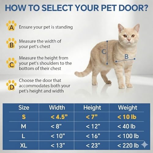 Pet Door for Wall - Steel Frame, Telescoping Tunnel & Double Silicone Flaps Dog Door, Cat Doors with Secure Lock (Cat Up to 10 lbs) - Small