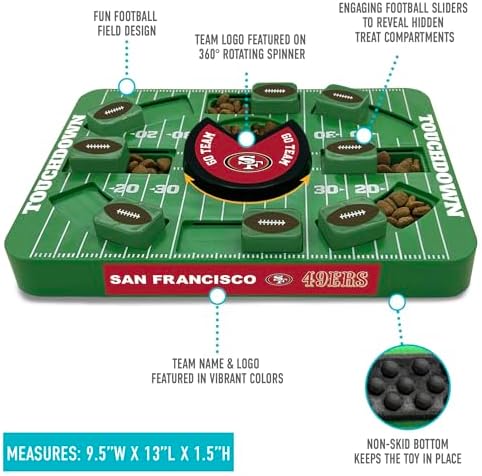 Pets First NFL SAN Francisco 49ERS Large Puzzle Toy - Interactive Dog Treat & Slow Feeding Toy