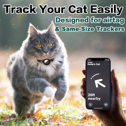Airtag Cat Collar Breakaway, Cat Collar with Air Tag Holder, Blue | Safety Breakaway Buckle,Airtag Holder,Reflective Strip,Bell,Adjustable Size to Fit Different Cats kitten,Lightweight