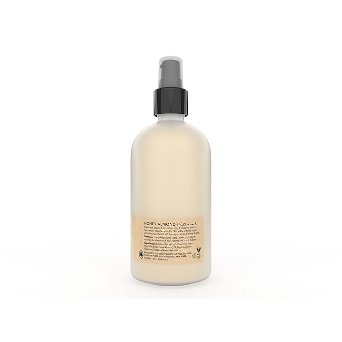 Olivia Care Nourishing Honey Almond Body Oil with Vitamin E: In-Shower Bliss for All Skin Types - 8 Fl Oz. (Honey Almond and Vitamin E)