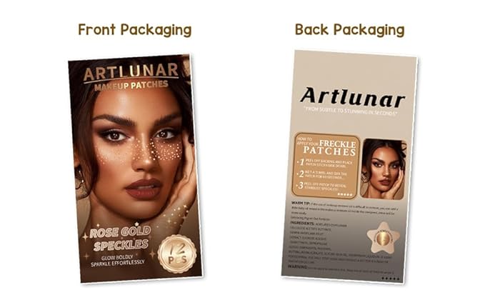 Artlunar 12Pcs Christmas Rose Gold Sparkle Makeup Patches - Body Glitter Stickers for Face and Body, Perfect for Festivals and Parties (Rose Gold),Christmas Makeup Gifts for Women and Girl.