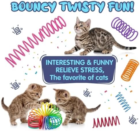 Cat Toys for Indoor Cats Cat Spring Toys 4 Packs Colorful Interactive Cat Toys for Indoor Cats Swatting Accessories for Cat Nail File Box