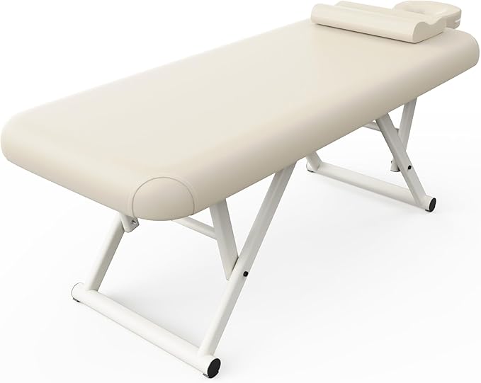 Heavy Duty Stationary Massage Table - Adjustable Massage Table With Adjustable Height & Fixed Backrest, Treatment Tables With PU Leather, C-Shaped Pillow and Sturdy Metal Frame Support Up to 1000LBS