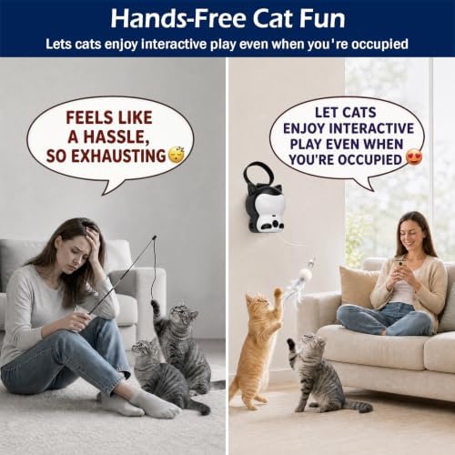 2-in-1 Electric Cat Toy, Automatic Interactive Cat Wand with 2 Play Modes (Track Chase & Bounce), Indoor Exercise Toy for Kittens & Adult Cats
