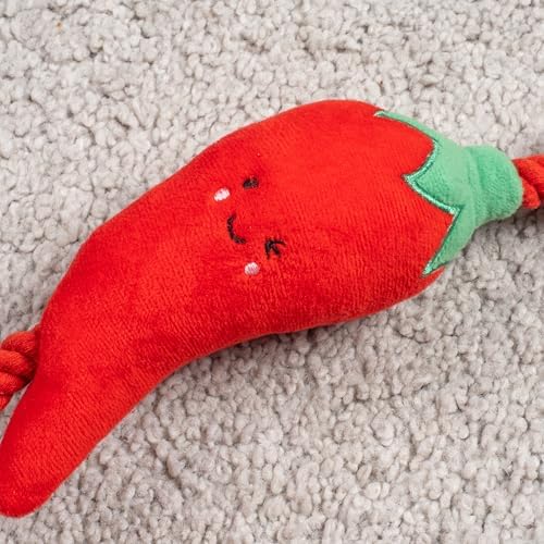 Fuzzl Tugga Chilis Dog Toy 75cm - Rope Latex and Plush Dog and Puppy Throw Fetch and Tug with Squeaker