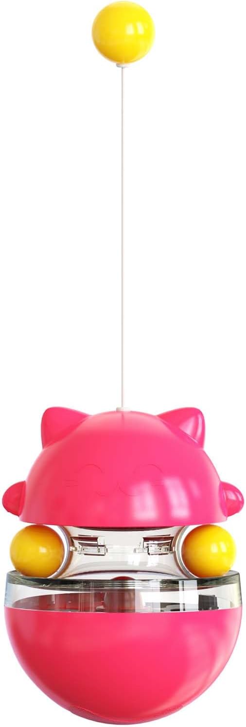 Interactive Cat Toy for Indoor Cats Wobble Treat Dispenser Ball(Rose Red)