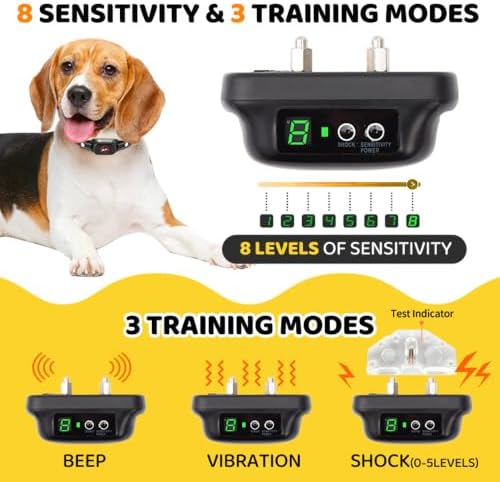 2026 Upgraded Bark Collar for Large Medium Dogs (20-150 LBs) – 3 Humane Modes Beep & Vibration, 8 Sensitivity, IP67 Waterproof, Ultra-Light Anti Barking Training Collar