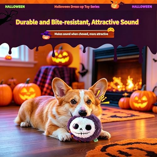 Halloween Skeleton Plush Dog Toy, Soft Stuffed Interactive Chew Toy for Small Medium Dogs, Cute Halloween Pet Gift, Durable Puppy Teething Toy