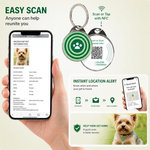 RexID Mini Round Smart Dog Tag – QR Code ID Tag with Online Profile & Owner Contact – Anyone Anywhere Scan Instantly to Reunite – 0.8'' Lightweight & Noise-Free for Puppy&Cat