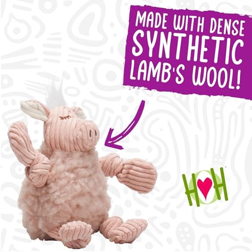 HuggleHounds Plush Dog Toy - Fuzzy Dog Toy, Soft Fleece, Interactive Durable Stuffed for Small and Large Breeds with Squeaker - Louise Lamb, Large (Pack of 2)