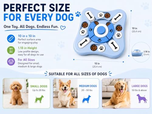 Dog Puzzle Feeder Toy, Interactive Treat Dispensing Puzzle Game, Slow Feeder Bowl for IQ Training, Treat Hiding, Foraging Play, Mental Stimulation and Enrichment for Small and Medium Dogs