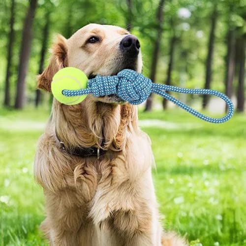 Dog Rope Toy Tug Outdoor Puppy Interactive Dog Toy 1 Knot with Tennis Ball
