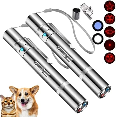 Cat Laser Pointer Toy, 3 Light Modes, 5 Fun Patterns, 2 Pack