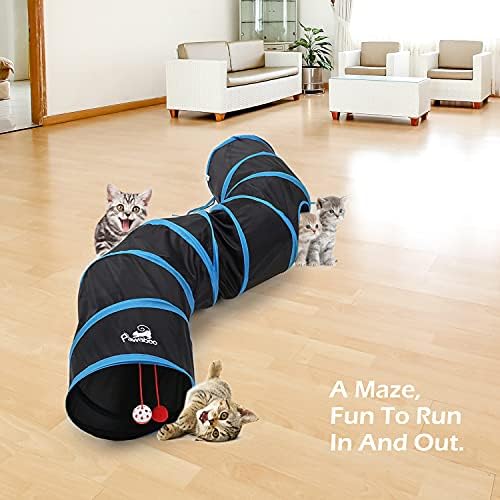 Pawaboo Cat Tunnel Tube S-Shaped, 25x97cm, Blue