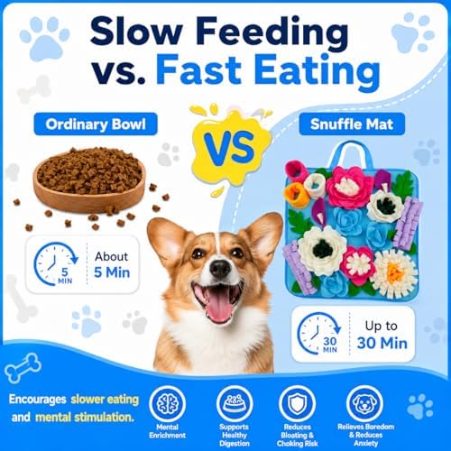 Snuffle Mat for Dogs Sniffing Feeding Mat for Small and Medium Breed Dogs and Cats Non-Slip/Portable/Durable Interactive Puzzle Pet Puppies Toys Encourages Natural Foraging Skills