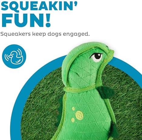 Outward Hound Xtreme Seamz Dino Squeaky Plush Dog Toy - Reinforced Dense Stuffing Plush Toy