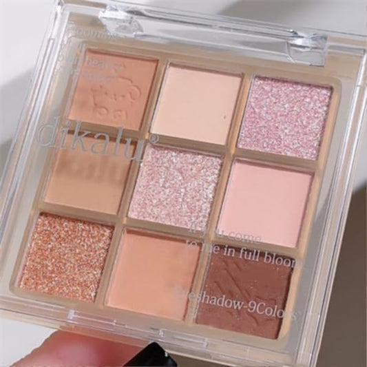 Kayswang 9 Colors Glitter Eyeshadow Makeup Palette, Eye Shadow Powder，Matte High Pigmented Colorful,Creamy Texture, Long LastingEyeshadow Powder Cosmetics,Natural Waterproof (18#)