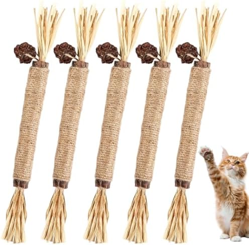 Shudyear 5 PCS Silvervine Sticks for Cats - Natural Cat Chew Toys for Teeth Cleaning, Kitten Teething & Aggressive Chewers