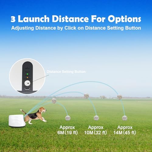 MEKAPLE Automatic Dog Ball Launcher, Upgraded Interactive Dogs Balls Thrower for Small Dogs, Distance Adjustable Mental Stimulating Dog Toys with 4 Durable Etpu Balls 2.2 Inch (Silver Grey)