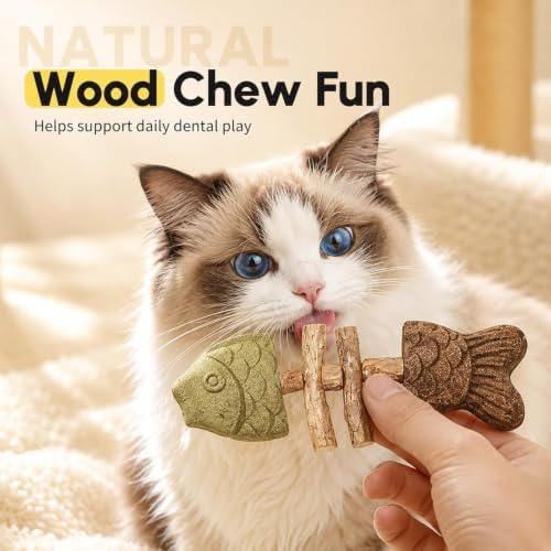 3pcs Catnip & Silvervine Fishbone-Shaped Cat Chew Toy