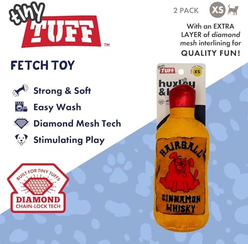 Huxley & Kent Tiny Tuff Plush Dog Toy, Hairball Cinnamon Whisky