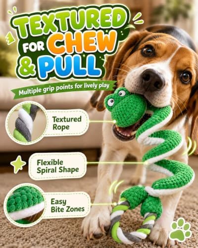 Dog Toys for Aggressive Chewers Squeaky Toys with Pull Rope Plush Tug (E)